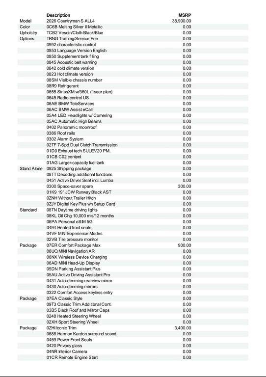 new 2026 MINI Countryman car, priced at $44,675