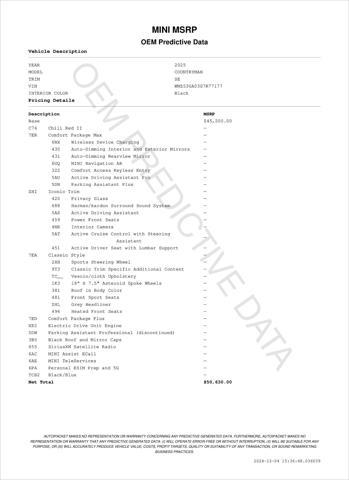 new 2025 MINI Countryman car, priced at $50,630