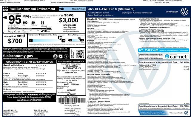 used 2022 Volkswagen ID.4 car, priced at $24,997
