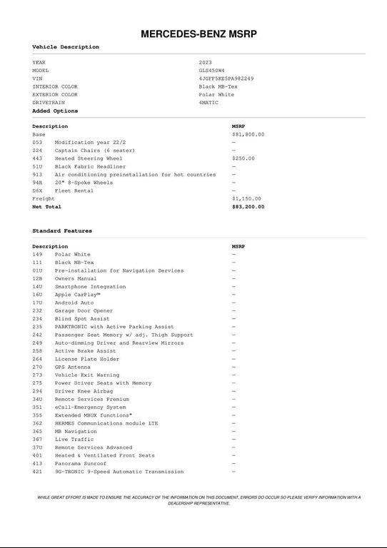 used 2023 Mercedes-Benz GLS 450 car, priced at $51,471