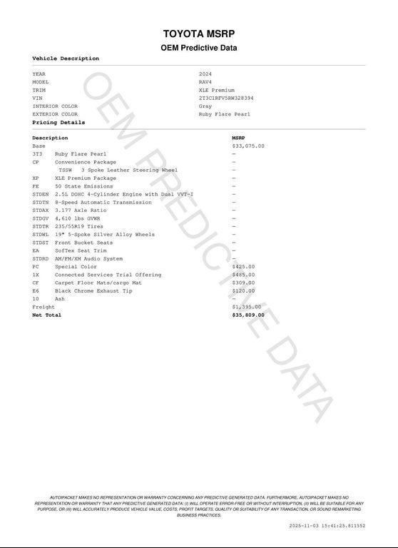 used 2024 Toyota RAV4 car, priced at $34,871