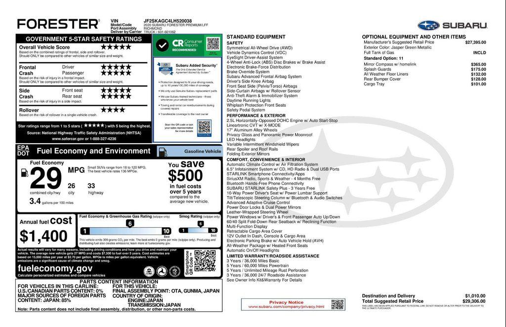 used 2020 Subaru Forester car, priced at $18,971