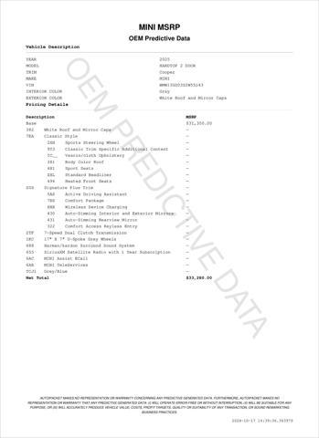 new 2025 MINI Hardtop car, priced at $33,280