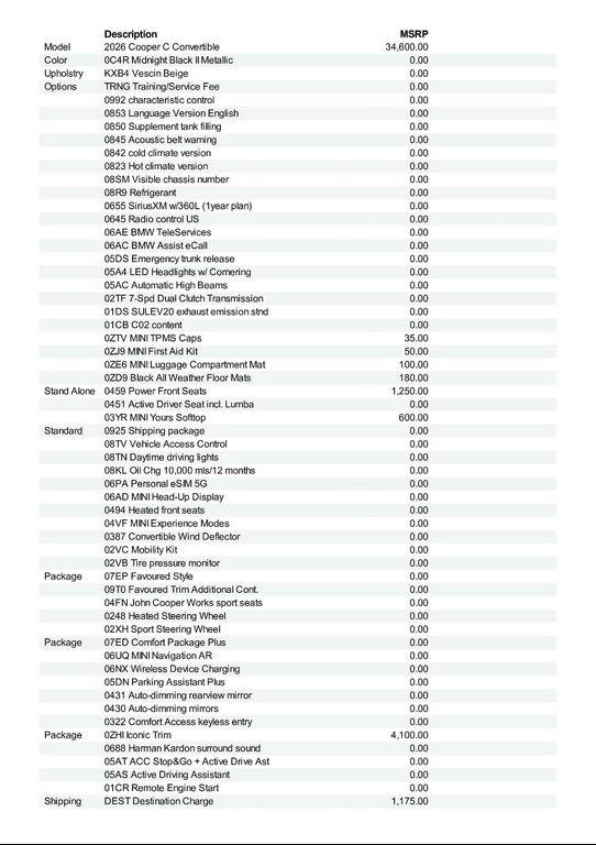new 2026 MINI Convertible car, priced at $42,090