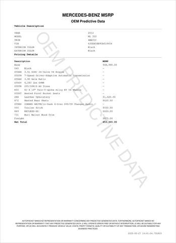 used 2012 Mercedes-Benz M-Class car, priced at $9,400