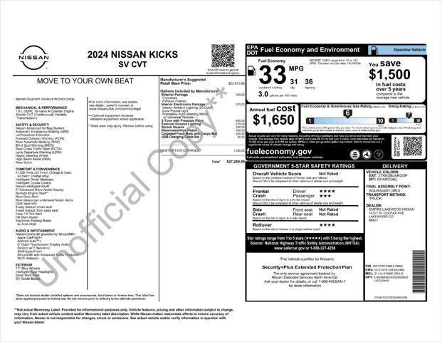 used 2024 Nissan Kicks car, priced at $20,971
