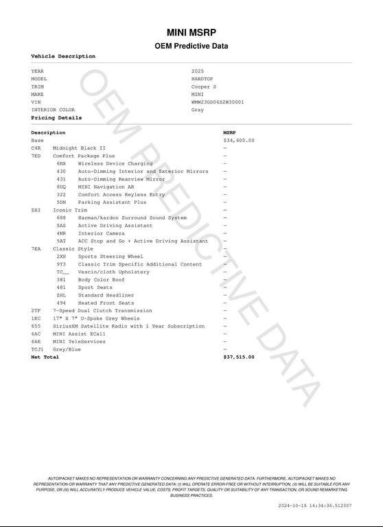 used 2025 MINI Hardtop car, priced at $37,515