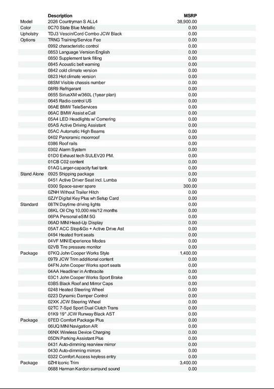 new 2026 MINI Countryman car, priced at $45,175
