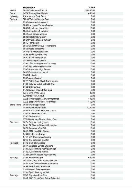new 2026 MINI Countryman car, priced at $44,010