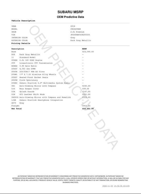 used 2018 Subaru Crosstrek car, priced at $18,371