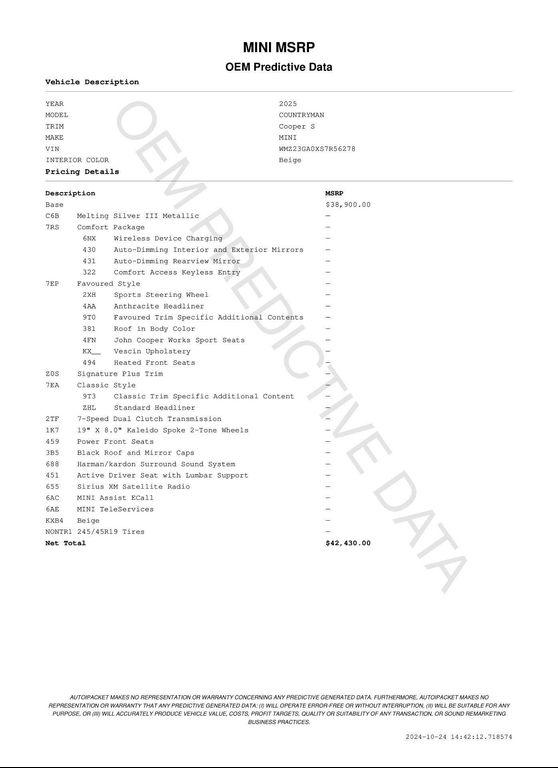 new 2025 MINI Countryman car, priced at $42,430