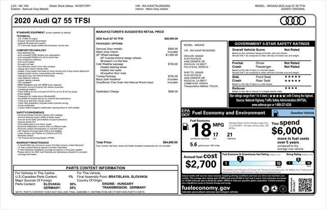 used 2020 Audi Q7 car, priced at $22,900