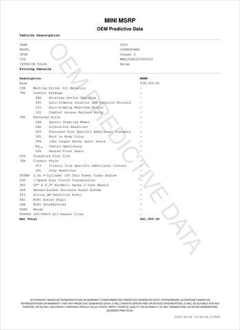 used 2025 MINI Countryman car, priced at $37,230