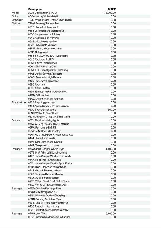 new 2026 MINI Countryman car, priced at $45,175