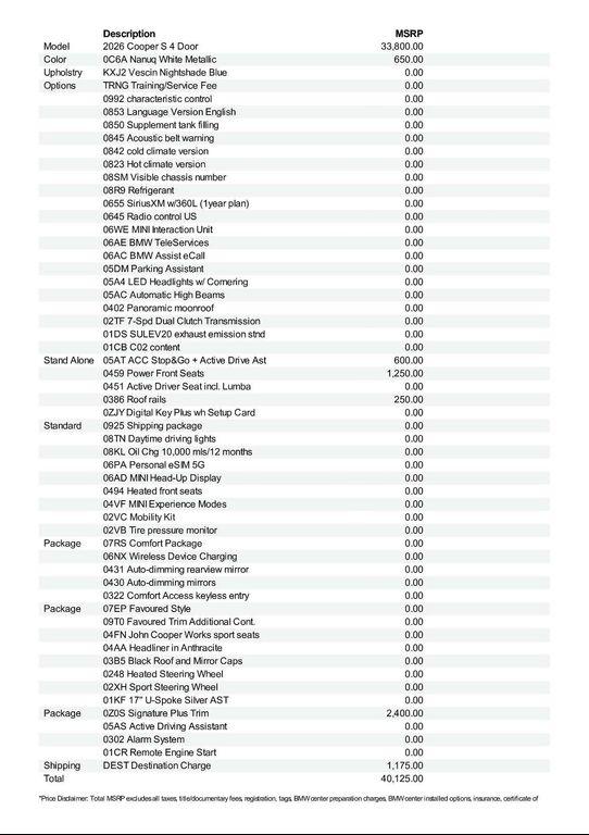new 2026 MINI Hardtop car, priced at $40,125