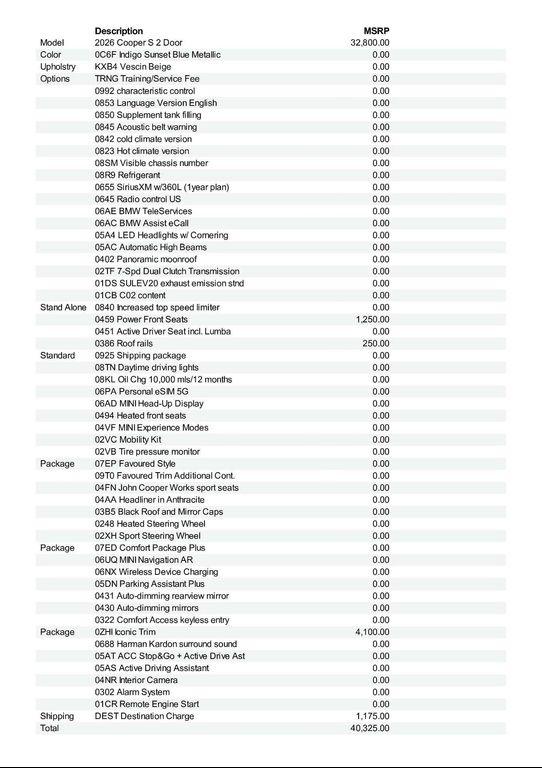 new 2026 MINI Hardtop car, priced at $40,325