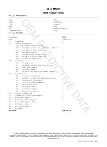 new 2025 MINI Countryman car, priced at $44,330