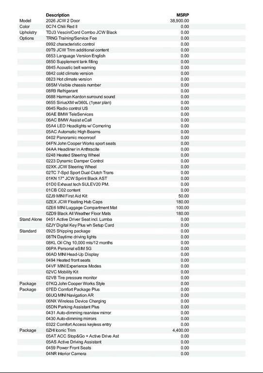 new 2026 MINI Hardtop car, priced at $44,985