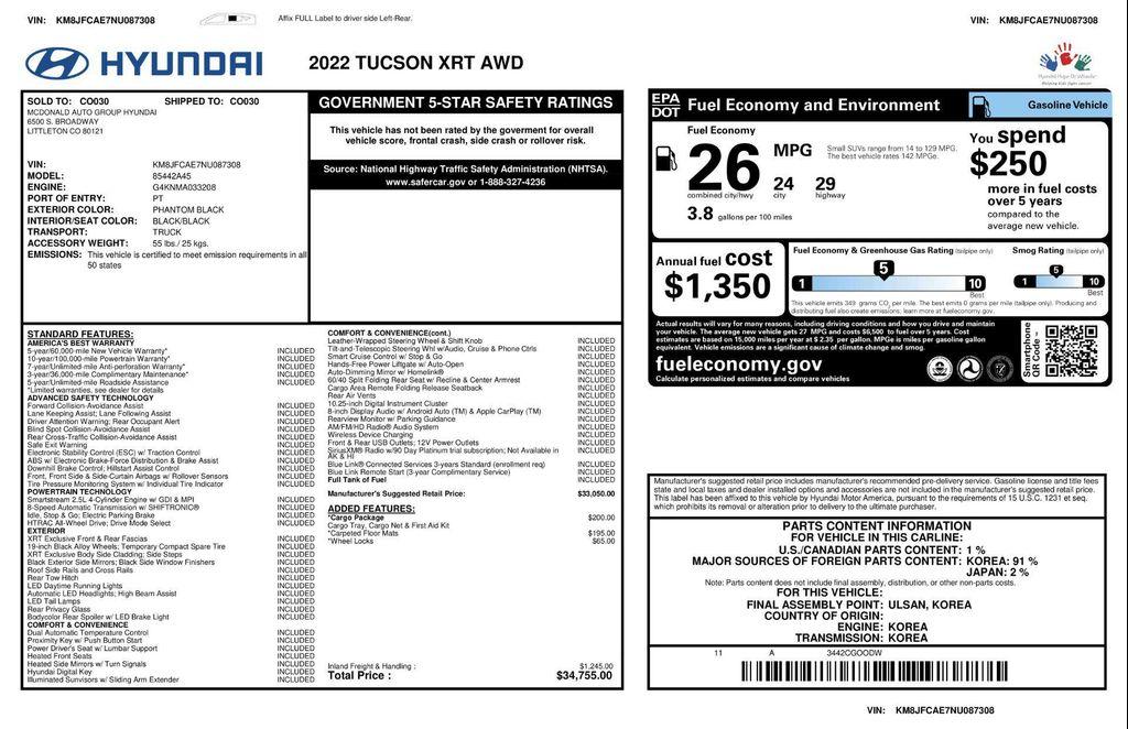 used 2022 Hyundai Tucson car, priced at $22,471
