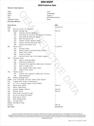 new 2025 MINI Countryman car, priced at $45,345