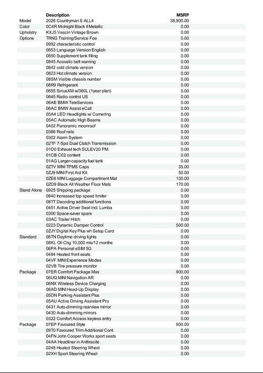 new 2026 MINI Countryman car, priced at $46,910