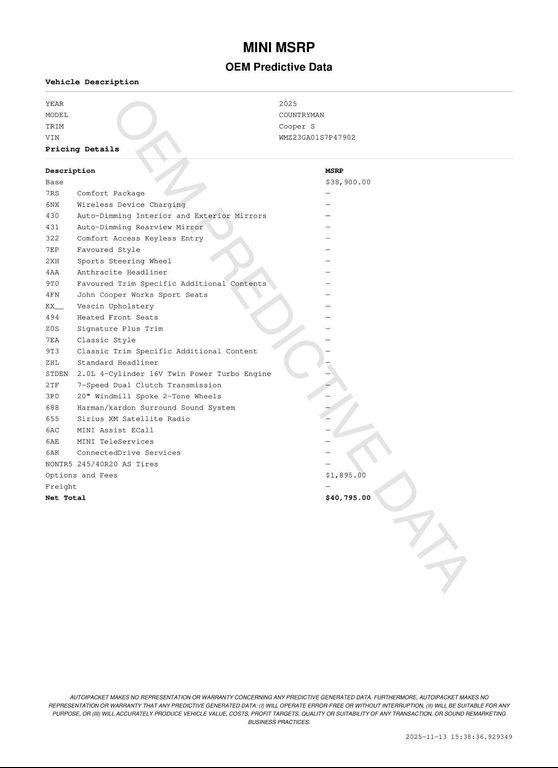 used 2025 MINI Countryman car, priced at $38,490