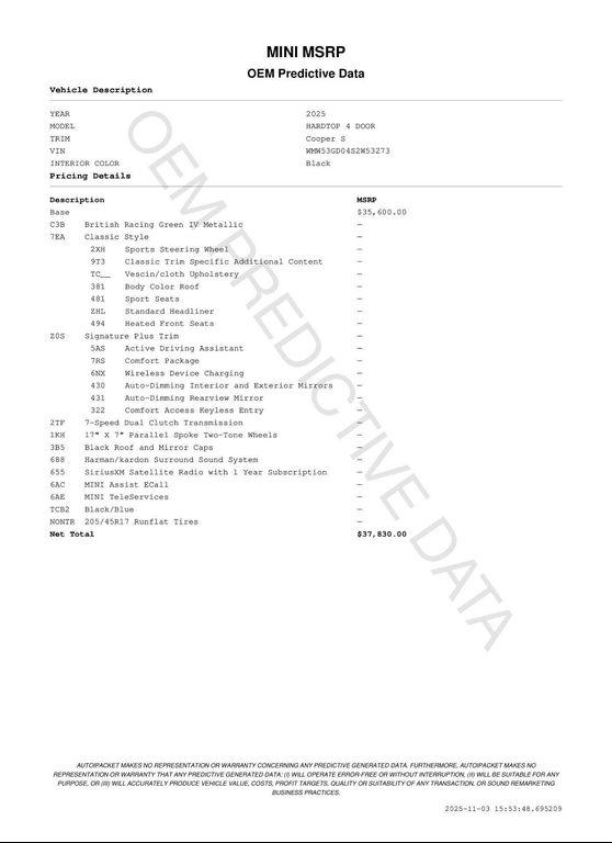 used 2025 MINI Hardtop car, priced at $31,978