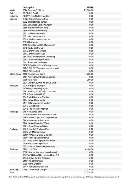 new 2026 MINI Hardtop car, priced at $37,025