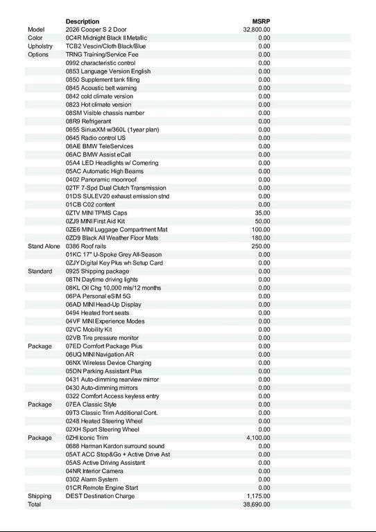 new 2026 MINI Hardtop car, priced at $38,690