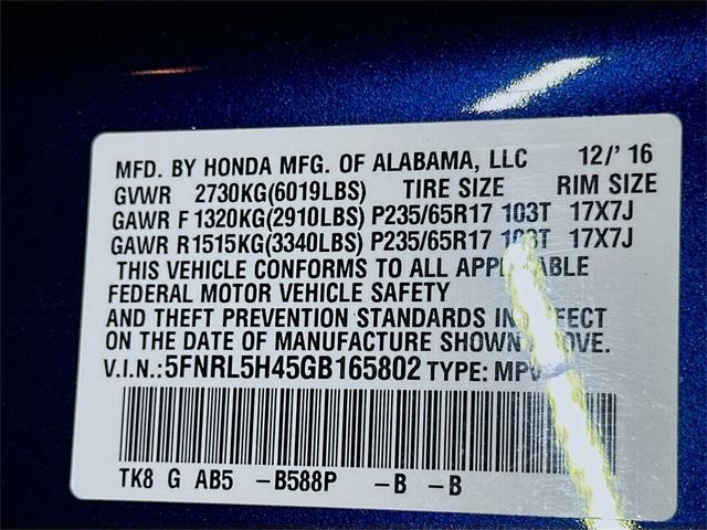 used 2016 Honda Odyssey car, priced at $17,842