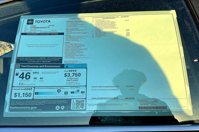 new 2025 Toyota Camry car, priced at $40,929