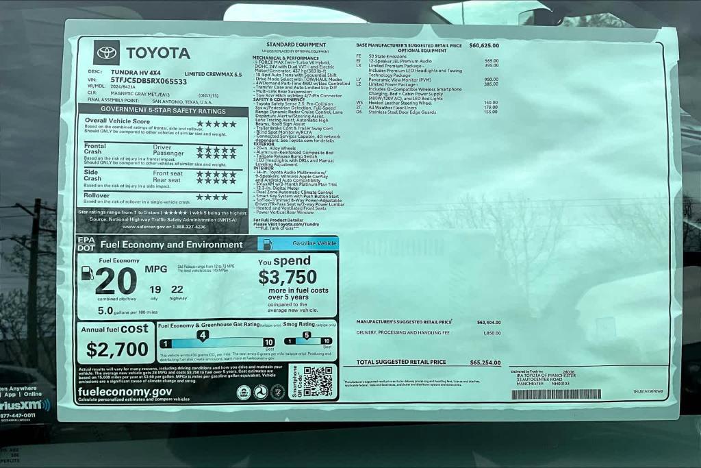 new 2024 Toyota Tundra Hybrid car, priced at $63,254