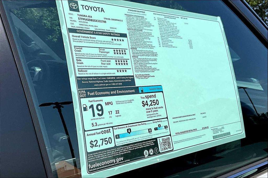 new 2025 Toyota Tundra car, priced at $74,844