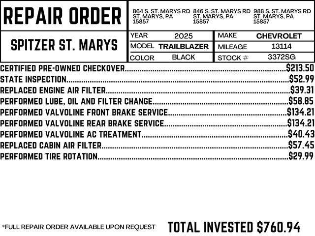 used 2025 Chevrolet TrailBlazer car, priced at $25,190