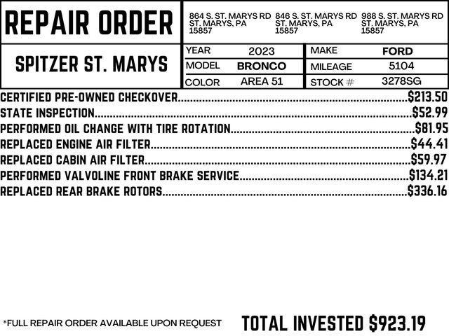 used 2023 Ford Bronco car, priced at $55,590