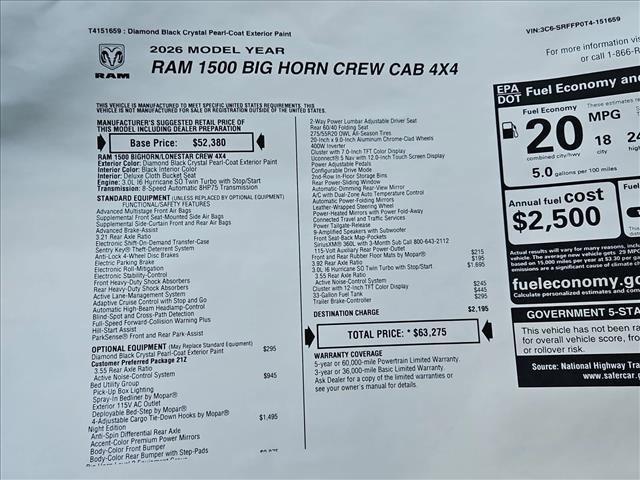 new 2026 Ram 1500 car, priced at $66,708