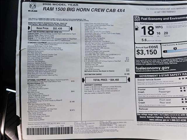 new 2026 Ram 1500 car, priced at $54,812