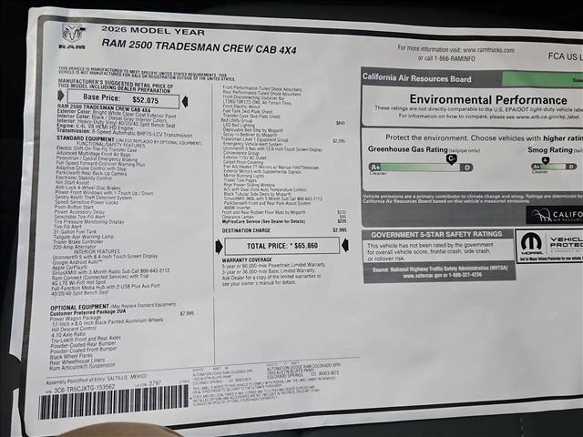 new 2026 Ram 2500 car, priced at $57,252