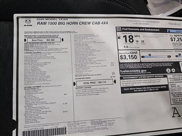 new 2026 Ram 1500 car, priced at $54,104