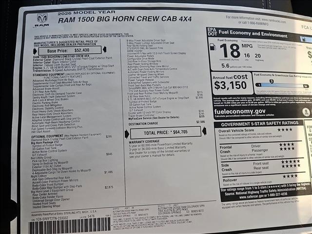 new 2026 Ram 1500 car, priced at $55,030