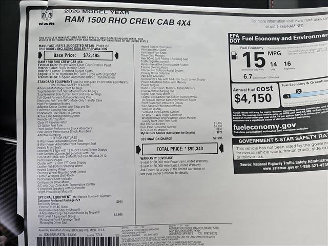 new 2026 Ram 1500 car, priced at $85,518