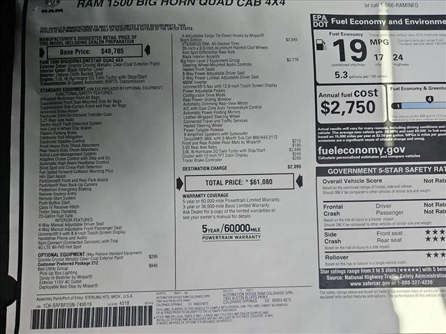 new 2025 Ram 1500 car, priced at $49,023