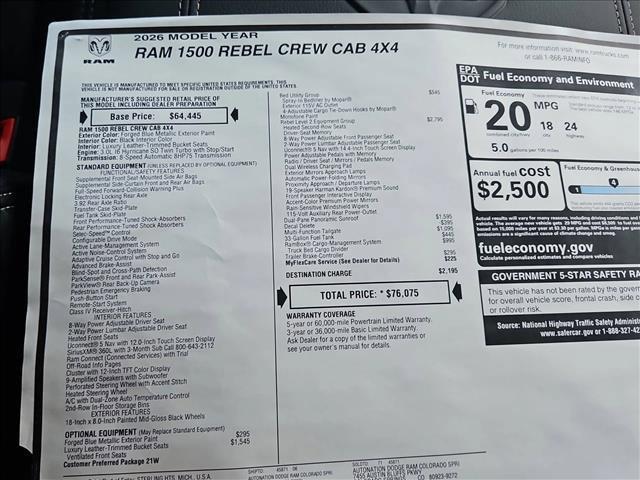 new 2026 Ram 1500 car, priced at $64,131
