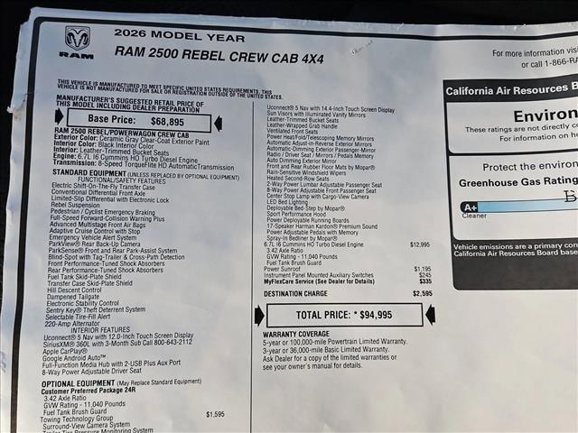 new 2026 Ram 2500 car, priced at $85,755