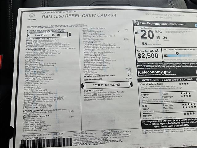 new 2026 Ram 1500 car, priced at $65,457