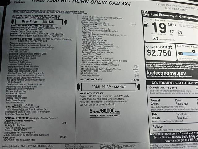 new 2025 Ram 1500 car, priced at $54,803