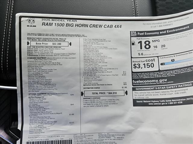 new 2026 Ram 1500 car, priced at $54,367