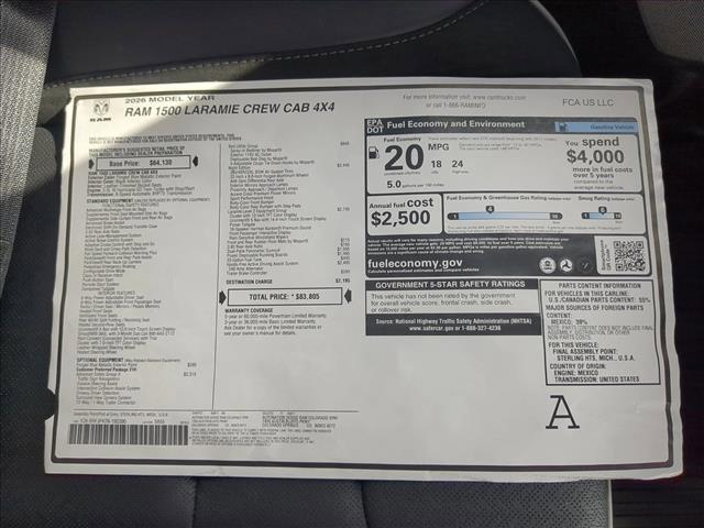 new 2026 Ram 1500 car, priced at $71,104