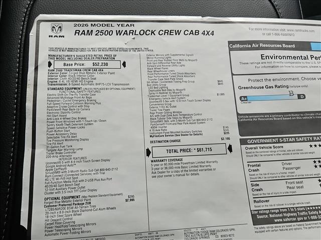 new 2026 Ram 2500 car, priced at $54,049