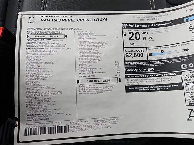 new 2026 Ram 1500 car, priced at $64,956